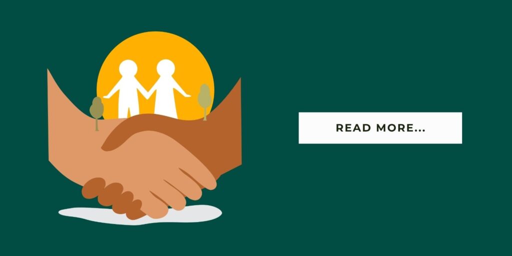 Blog Header Illustration people shaking hands and it says 'read more'